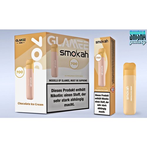 Smokah Smokah Vape - Glamee Mini - Chocolate  Ice Cream - 10er Packung / Display (Sparset) - Einweg E-Shisha - 700 Züge / Nikotin 20 mg