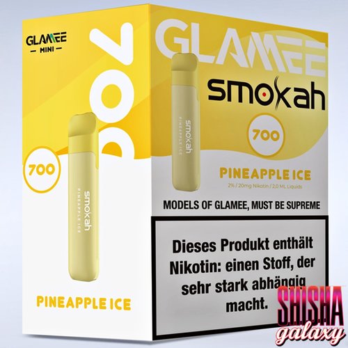 Smokah Smokah Vape - Glamee Mini - Pineapple Ice - 10er Packung / Display (Sparset) - Einweg E-Shisha - 700 Züge / Nikotin 20 mg