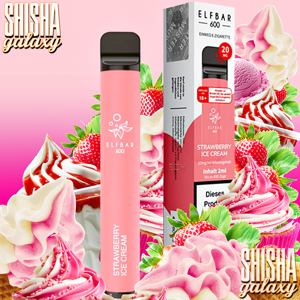 Elfbar Elfbar 600 - Strawberry Ice Cream - 600 Züge / Nikotin 20 mg - Einweg E-Zigarette
