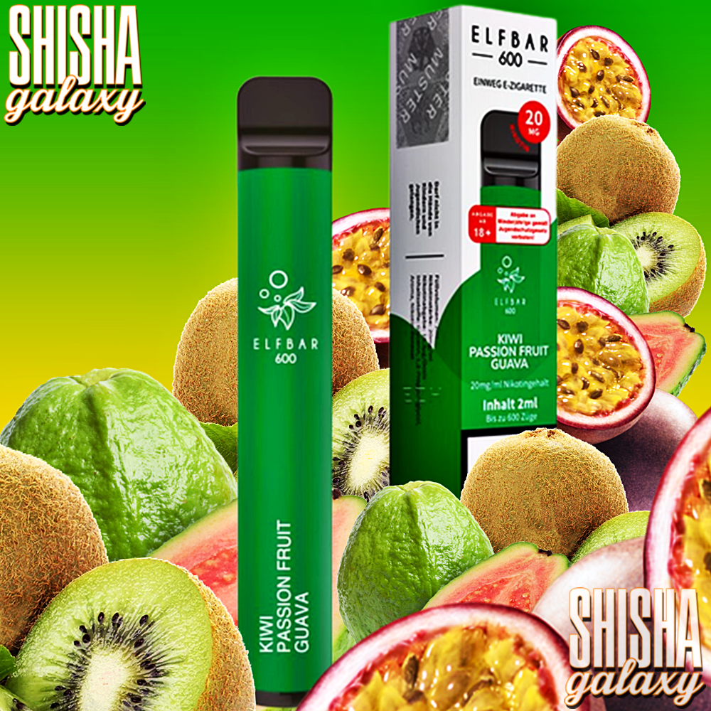 Elfbar Elfbar 600 - Kiwi Passion Fruit Guava - 600 Züge / Nikotin 20 mg - Einweg E-Zigarette Elfbar Elfbar 600 - Kiwi Passion Fruit Guava - 600 Züge / Nikotin 20 mg - Einweg E-Zigarette