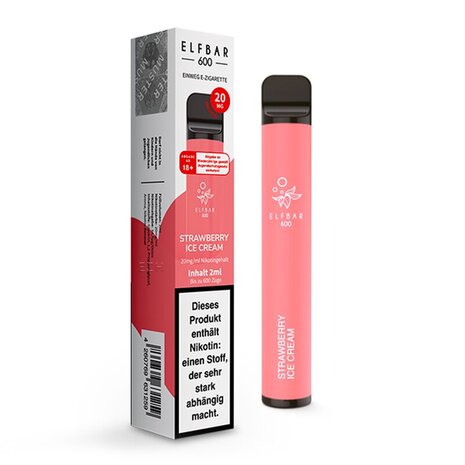 Elfbar Elfbar 600 - Strawberry Ice Cream - 600 Züge / Nikotin 20 mg - Einweg E-Zigarette