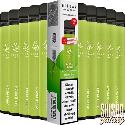 Elf Bar Elf Bar - Apple Peach - 10er Packung / Display (Sparset) - Einweg E-Shisha - 600 Züge / Nikotin 20 mg