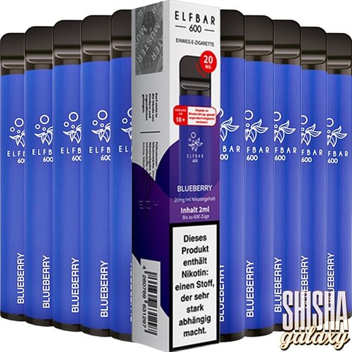 Elf Bar Elf Bar - Blueberry - 10er Packung / Display (Sparset) - Einweg E-Shisha - 600 Züge / Nikotin 20 mg