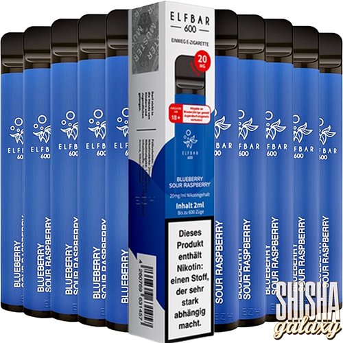 Elf Bar Elf Bar - Blueberry Sour Raspberry - 10er Packung / Display (Sparset) - Einweg E-Shisha - 600 Züge / Nikotin 20 mg