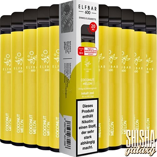 Elf Bar Elf Bar - Coconut Melon - 10er Packung / Display (Sparset) - Einweg E-Shisha - 600 Züge / Nikotin 20 mg