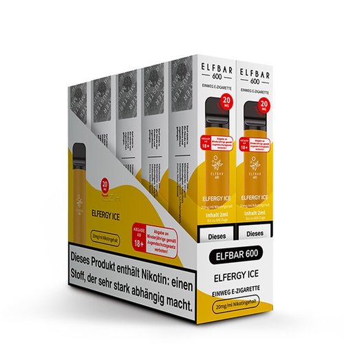 Elf Bar Elf Bar - Energy Ice - 10er Packung / Display (Sparset) - Einweg E-Shisha - 600 Züge / Nikotin 20 mg