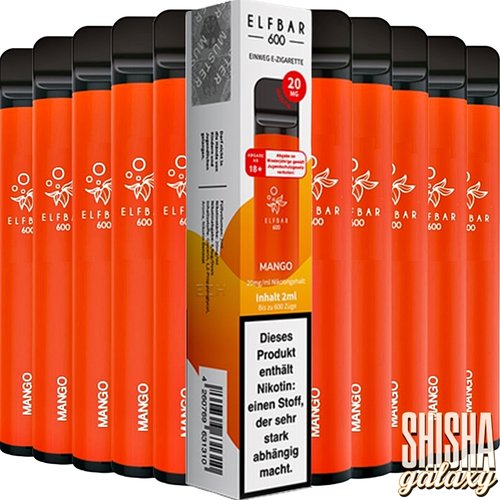 Elf Bar Elf Bar - Mango - 10er Packung / Display (Sparset) - Einweg E-Shisha - 600 Züge / Nikotin 20 mg