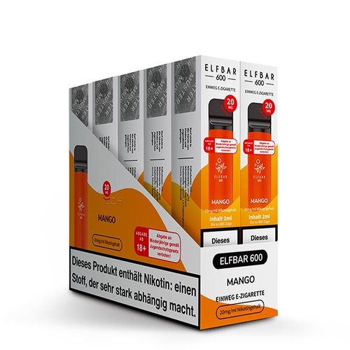 Elf Bar Elf Bar - Mango - 10er Packung / Display (Sparset) - Einweg E-Shisha - 600 Züge / Nikotin 20 mg