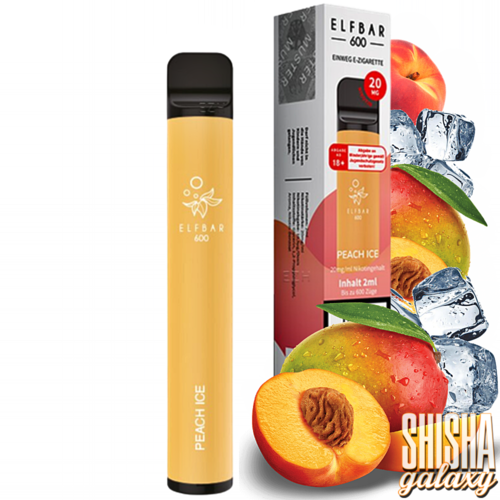 Elf Bar Elf Bar - Peach Ice - 10er Packung / Display (Sparset) - Einweg E-Shisha - 600 Züge / Nikotin 20 mg