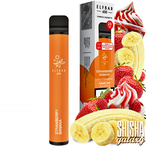 Elf Bar Elf Bar - Strawberry Banana - 10er Packung / Display (Sparset) - Einweg E-Shisha - 600 Züge / Nikotin 20 mg