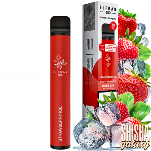 Elf Bar Elf Bar - Strawberry Ice - 10er Packung / Display (Sparset) - Einweg E-Shisha - 600 Züge / Nikotin 20 mg