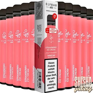 Elf Bar Strawberry Ice Cream - 10er Packung / Display - 600 Züge / Nikotin 20 mg