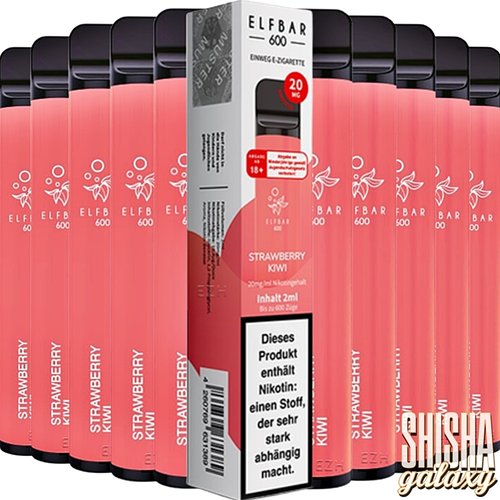 Elf Bar Elf Bar - Strawberry Kiwi - 10er Packung / Display (Sparset) - Einweg E-Shisha - 600 Züge / Nikotin 20 mg