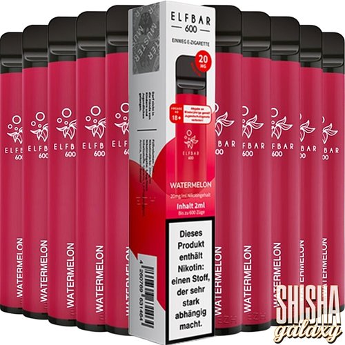 Elf Bar Elf Bar - Watermelon - 10er Packung / Display (Sparset) - Einweg E-Shisha - 600 Züge / Nikotin 20 mg