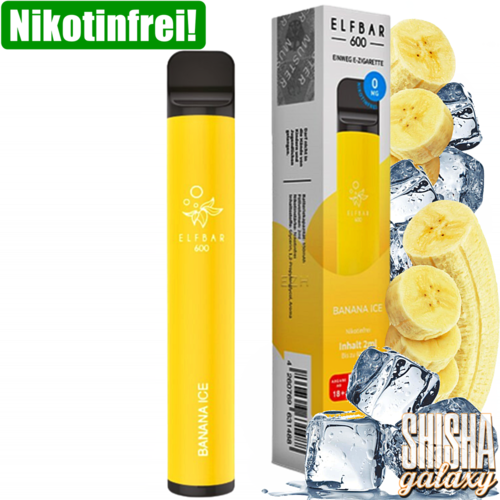 Elf Bar Elf Bar - Banana Ice - 10er Packung / Display (Sparset) - Einweg E-Shisha - 600 Züge / Nikotinfrei