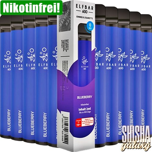 Elf Bar Elf Bar - Blueberry - 10er Packung / Display (Sparset) - Einweg E-Shisha - 600 Züge / Nikotinfrei