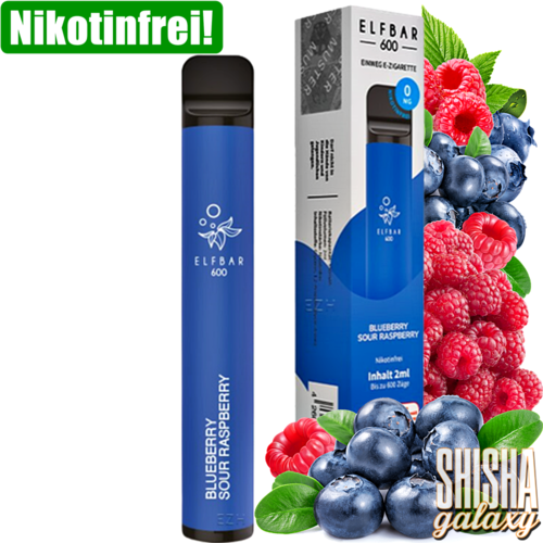 Elf Bar Elf Bar - Blueberry Sour Raspberry - 10er Packung / Display (Sparset) - Einweg E-Shisha - 600 Züge / Nikotinfrei