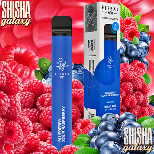 Elf Bar Elf Bar - Blueberry Sour Raspberry - 10er Packung / Display (Sparset) - Einweg E-Shisha - 600 Züge / Nikotinfrei