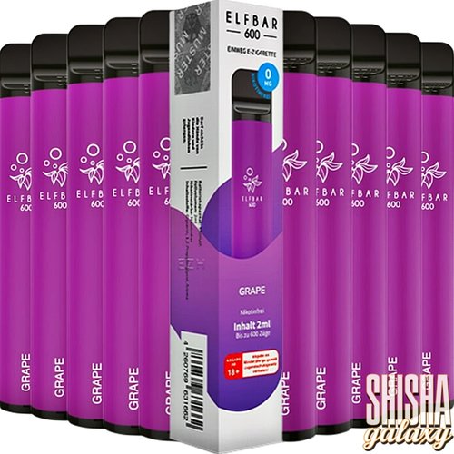 Elf Bar Elf Bar - Grape - 10er Packung / Display (Sparset) - Einweg E-Shisha - 600 Züge / Nikotinfrei