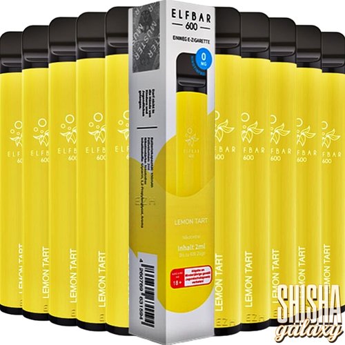 Elf Bar Elf Bar - Lemon Tart - 10er Packung / Display (Sparset) - Einweg E-Shisha - 600 Züge / Nikotinfrei