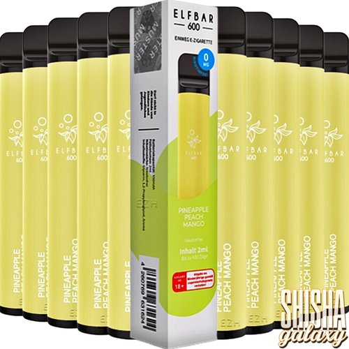 Elf Bar Elf Bar - Pineapple Peach Mango - 10er Packung / Display (Sparset) - Einweg E-Shisha - 600 Züge / Nikotinfrei