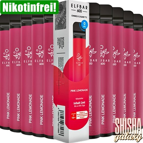 Elf Bar Elf Bar - Pink Lemonade - 10er Packung / Display (Sparset) - Einweg E-Shisha - 600 Züge / Nikotinfrei