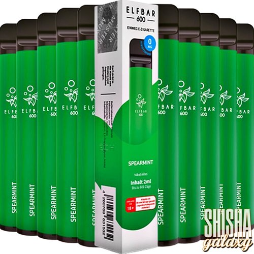 Elf Bar Elf Bar - Spearmint - 10er Packung / Display (Sparset) - Einweg E-Shisha - 600 Züge / Nikotinfrei