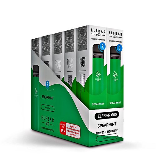 Elf Bar Elf Bar - Spearmint - 10er Packung / Display (Sparset) - Einweg E-Shisha - 600 Züge / Nikotinfrei