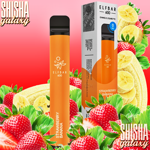 Elf Bar Elf Bar - Strawberry Banana - 10er Packung / Display (Sparset) - Einweg E-Shisha - 600 Züge / Nikotinfrei