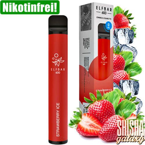 Elf Bar Elf Bar - Strawberry Ice - 10er Packung / Display (Sparset) - Einweg E-Shisha - 600 Züge / Nikotinfrei