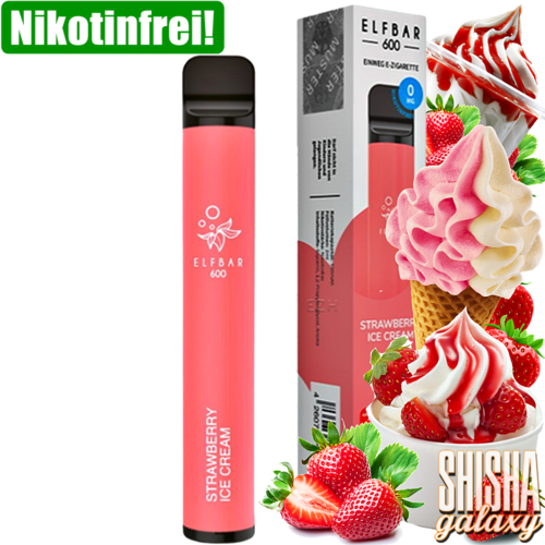 Elf Bar Elf Bar - Strawberry Ice Cream - 10er Packung / Display (Sparset) - Einweg E-Shisha - 600 Züge / Nikotinfrei