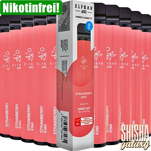 Elf Bar Elf Bar - Strawberry Kiwi - 10er Packung / Display (Sparset) - Einweg E-Shisha - 600 Züge / Nikotinfrei