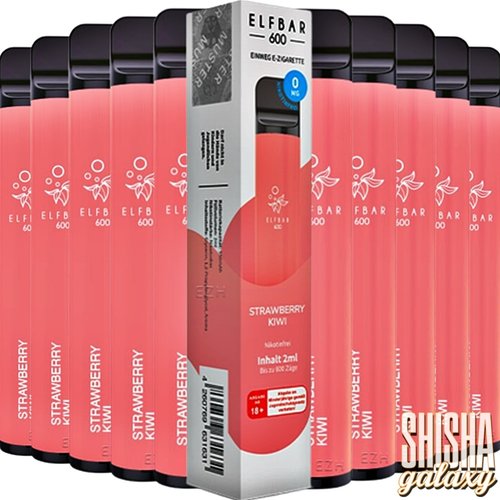 Elf Bar Elf Bar - Strawberry Kiwi - 10er Packung / Display (Sparset) - Einweg E-Shisha - 600 Züge / Nikotinfrei