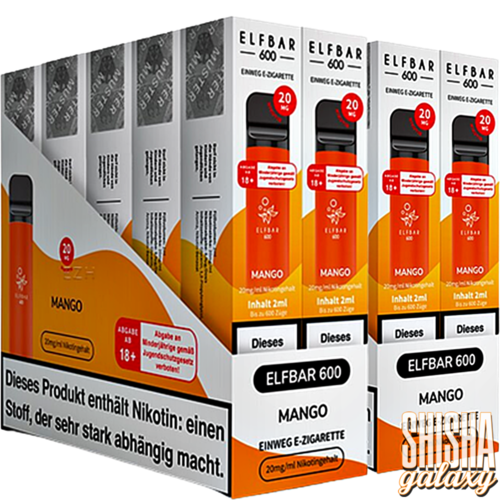 Elf Bar Elf Bar - Mango - 20er Packung / Display (Sparset) - Einweg E-Shisha - 600 Züge / Nikotin 20 mg