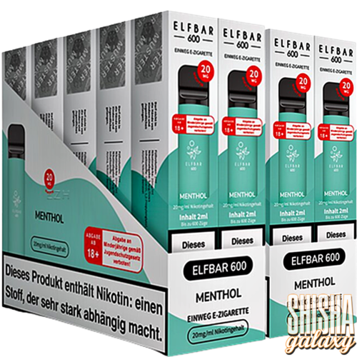 Elf Bar Elf Bar - Menthol - 20er Packung / Display (Sparset) - Einweg E-Shisha - 600 Züge / Nikotin 20 mg