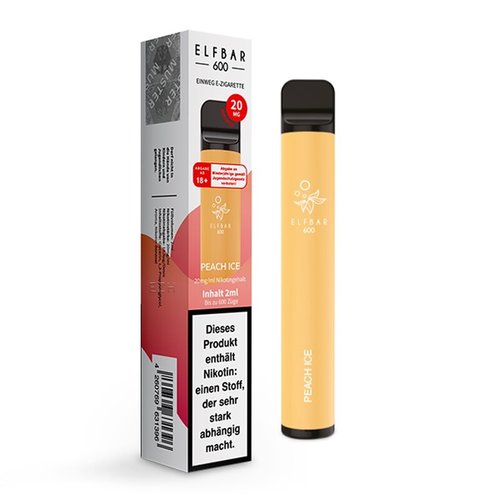 Elf Bar Elf Bar - Peach Ice - 20er Packung / Display (Sparset) - Einweg E-Shisha - 600 Züge / Nikotin 20 mg