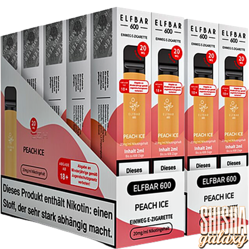 Elf Bar Elf Bar - Peach Ice - 20er Packung / Display (Sparset) - Einweg E-Shisha - 600 Züge / Nikotin 20 mg