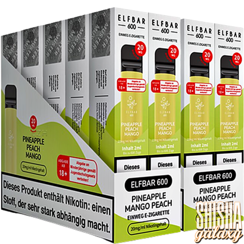 Elf Bar Elf Bar - Pineapple Peach Mango - 20er Packung / Display (Sparset) - Einweg E-Shisha - 600 Züge / Nikotin 20 mg