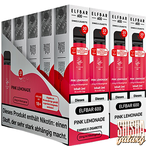 Elf Bar Elf Bar - Pink Lemonade - 20er Packung / Display (Sparset) - Einweg E-Shisha - 600 Züge / Nikotin 20 mg