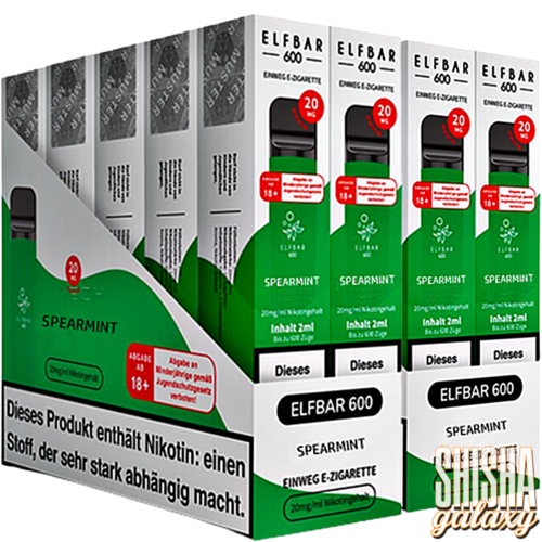 Elf Bar Elf Bar - Spearmint - 20er Packung / Display (Sparset) - Einweg E-Shisha - 600 Züge / Nikotin 20 mg