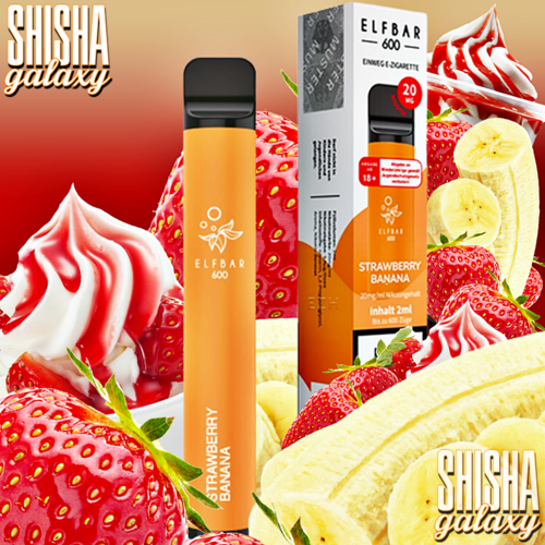 Elf Bar Elf Bar - Strawberry Banana - 20er Packung / Display (Sparset) - Einweg E-Shisha - 600 Züge / Nikotin 20 mg