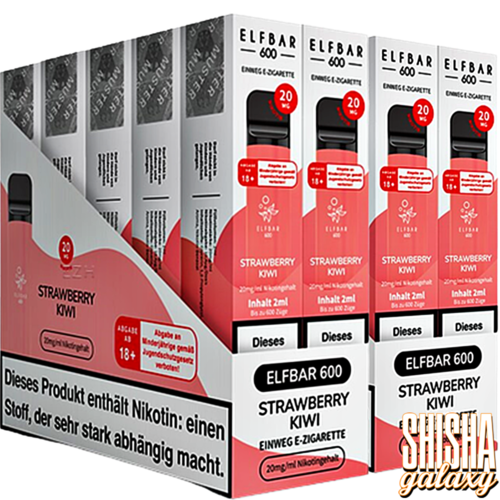 Elf Bar Elf Bar - Strawberry Kiwi - 20er Packung / Display (Sparset) - Einweg E-Shisha - 600 Züge / Nikotin 20 mg