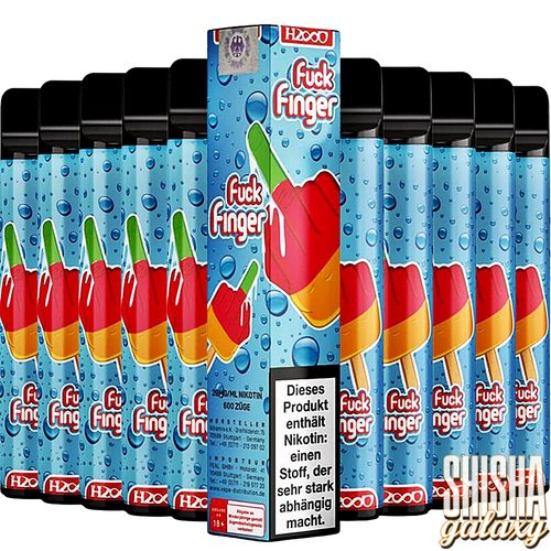 Hasso Hasso Vape by KC Rebell - Fuck Finger - 10er Packung / Display (Sparset) - Einweg E-Shisha - 600 Züge / Nikotin 20 mg