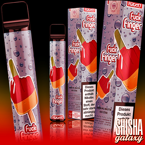 Hasso Hasso Vape by KC Rebell - Fuck Finger - 10er Packung / Display (Sparset) - Einweg E-Shisha - 600 Züge / Nikotin 20 mg