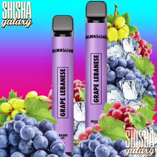 Al Massiva Al Massiva Vape - Grape Lebanese - 10er Packung / Display (Sparset) - Einweg E-Shisha - 600 Züge / Nikotin 17 mg