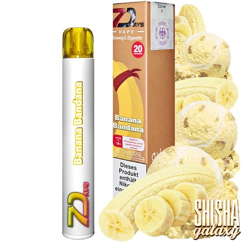 7 Days Platin 7 Days Vape - Banana Bandana - Einweg E-Shisha - 600 Züge / Nikotin 20 mg