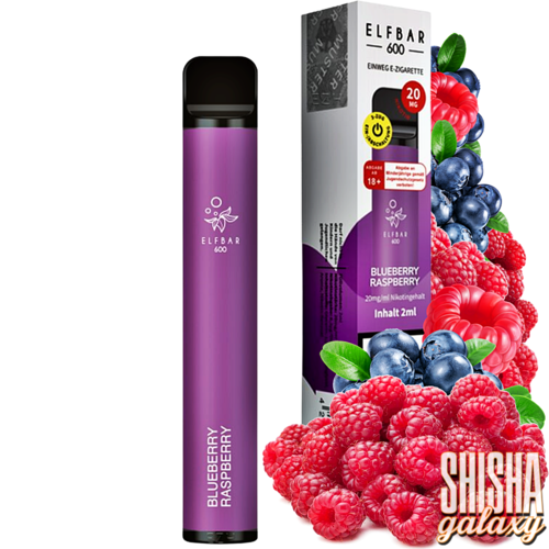 Elf Bar Elf Bar - Blueberry Raspberry - 10er Packung / Display (Sparset) - Einweg E-Shisha - 600 Züge / Nikotin 20 mg