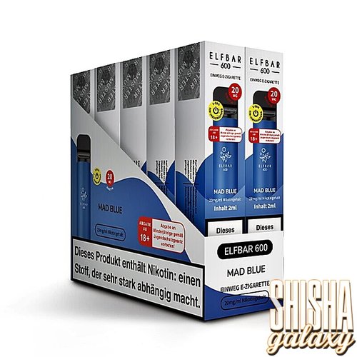 Elf Bar Elf Bar - Mad Blue - 10er Packung / Display (Sparset) - Einweg E-Shisha - 600 Züge / Nikotin 20 mg