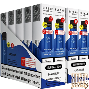 Elf Bar Mad Blue - 20er Packung / Display - 600 Züge / Nikotin 20 mg