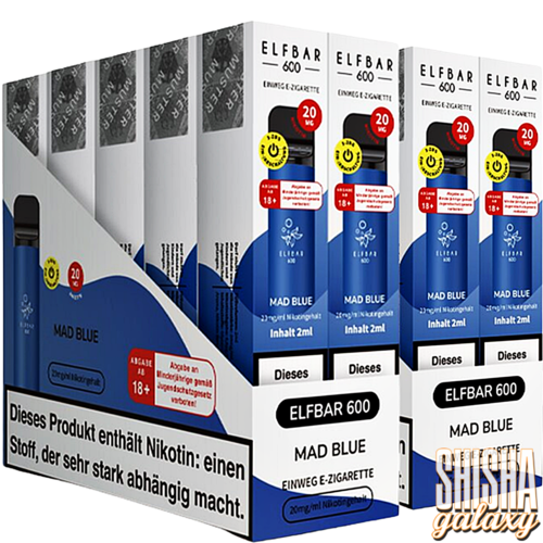 Elf Bar Elf Bar - Mad Blue - 20er Packung / Display (Sparset) - Einweg E-Shisha - 600 Züge / Nikotin 20 mg